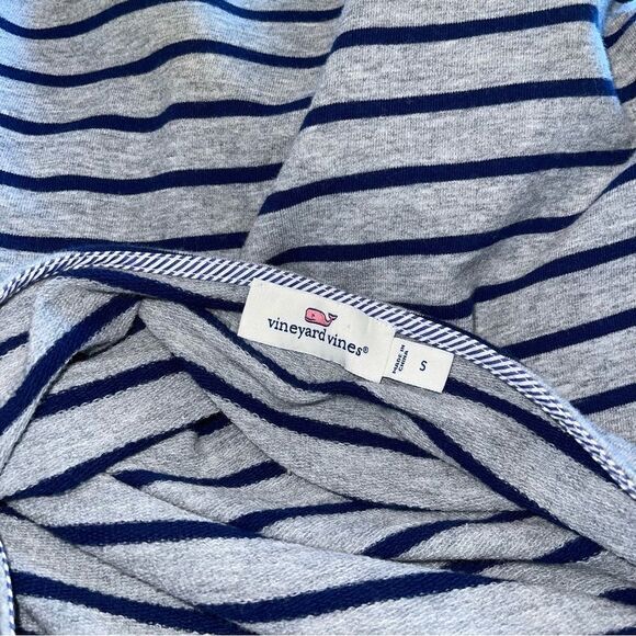 Vineyard Vines Striped Flutter Sleeve Shirt Top Tee Navy Gray Small - Picture 3 of 4